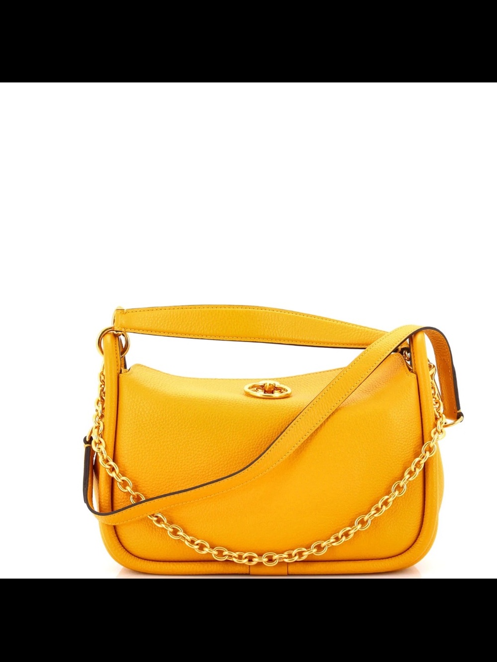 Mulberry Yellow Leather Shoulder Bag with Gold Chain